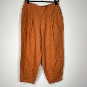 New Poetry Tuscan Orange Linen Wide Leg Crop Trouser Pants Women's Size 14